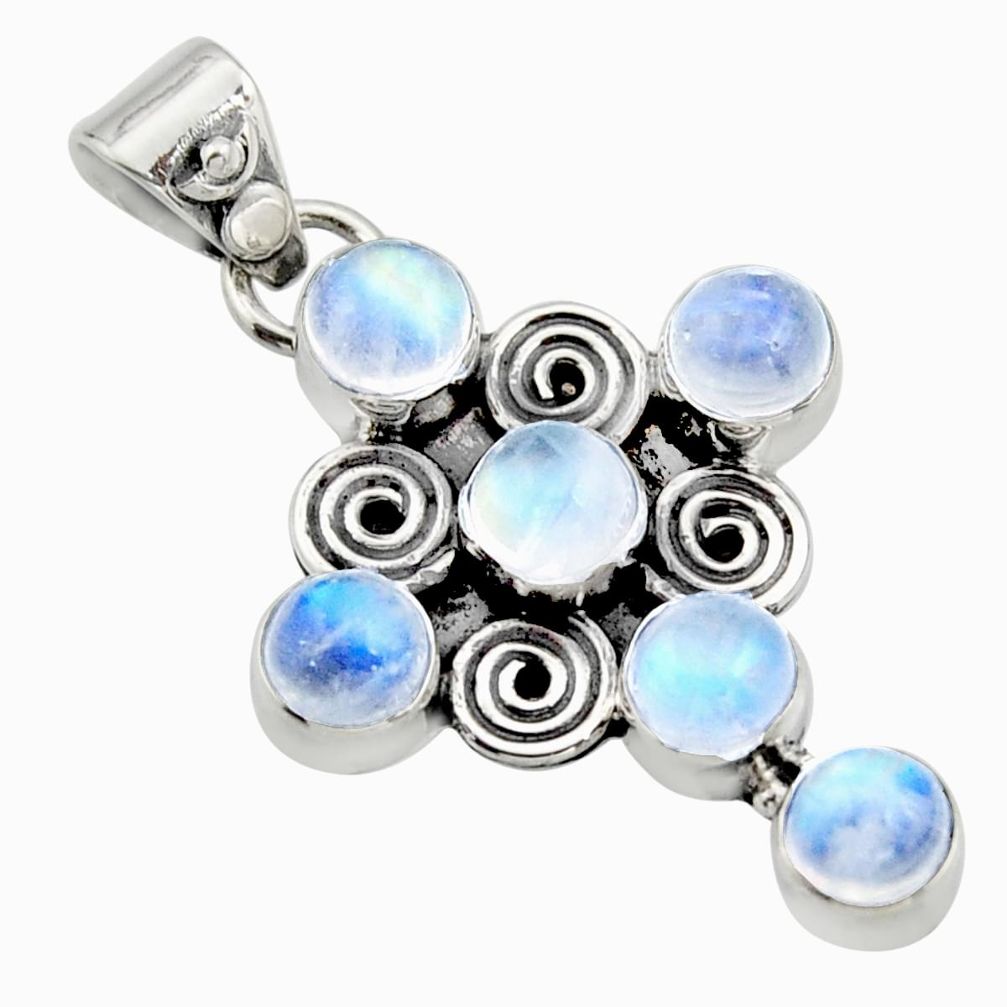 5.63cts natural rainbow moonstone 925 sterling silver holy cross pendant r15358