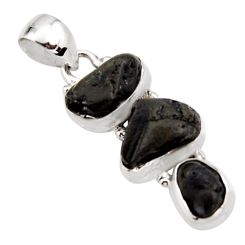 Natural black tourmaline rough 925 sterling silver 3 gems combo pendant r15963