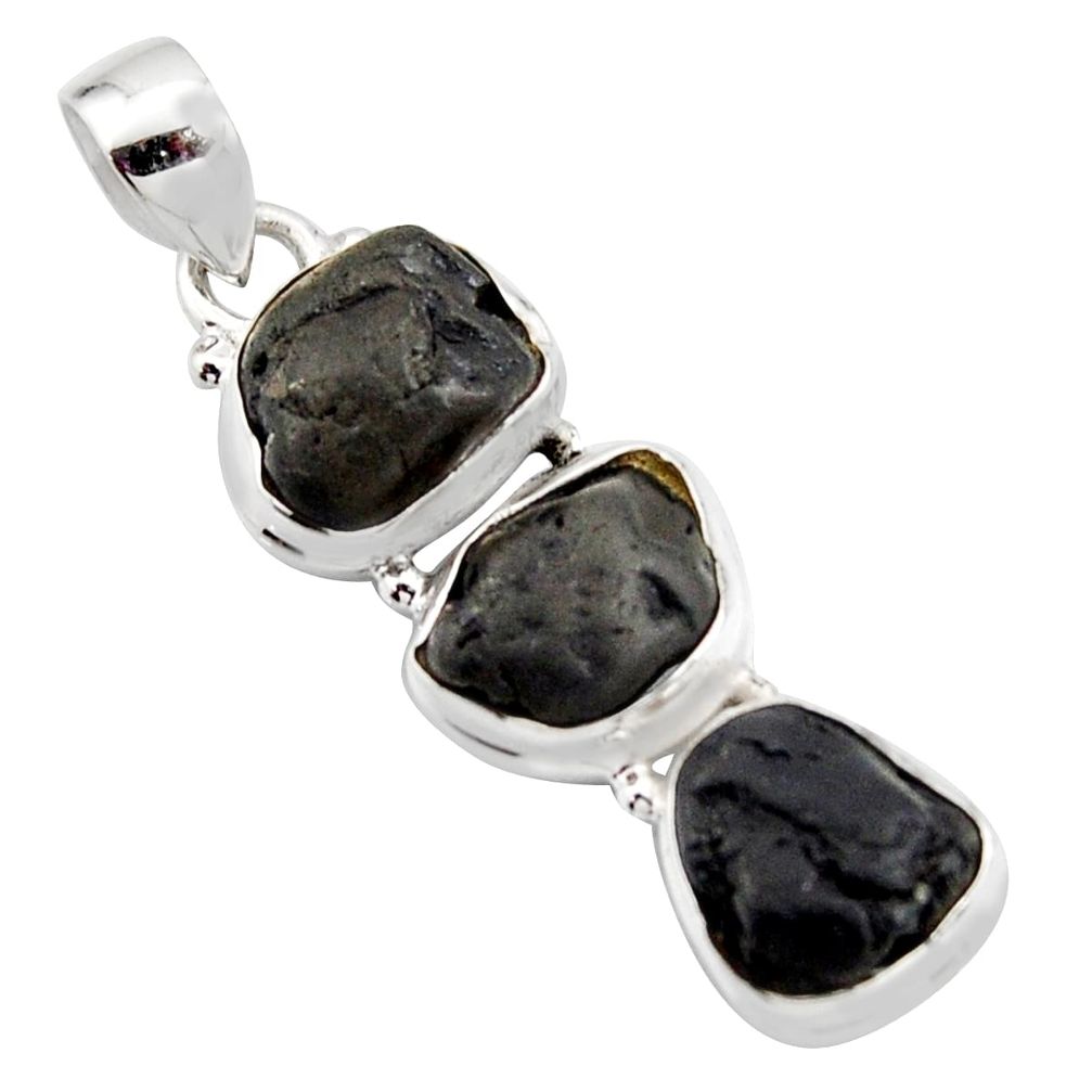 Natural black tourmaline 925 sterling silver past present future pendant r15967