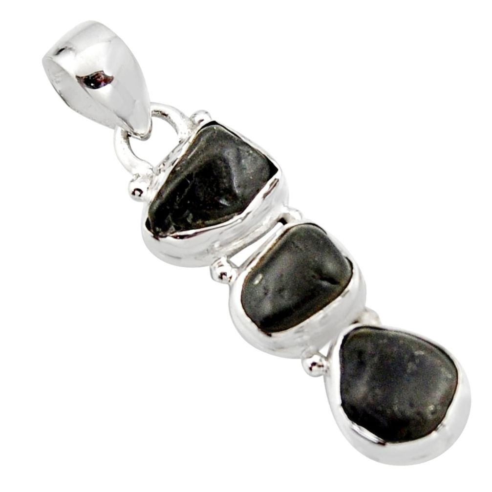 11.66cts natural black tourmaline rough 925 sterling silver pendant r15969