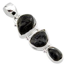 14.08cts natural black tourmaline rough 925 sterling silver pendant r15975