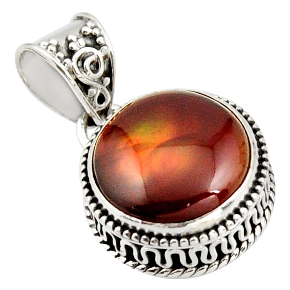 11.19cts natural multi color mexican fire agate fancy 925 silver pendant r15992