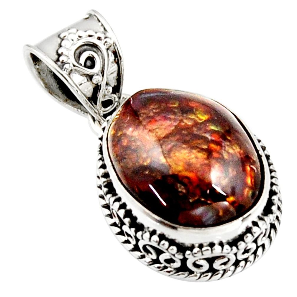 925 silver 9.65cts natural multi color mexican fire agate fancy pendant r15999