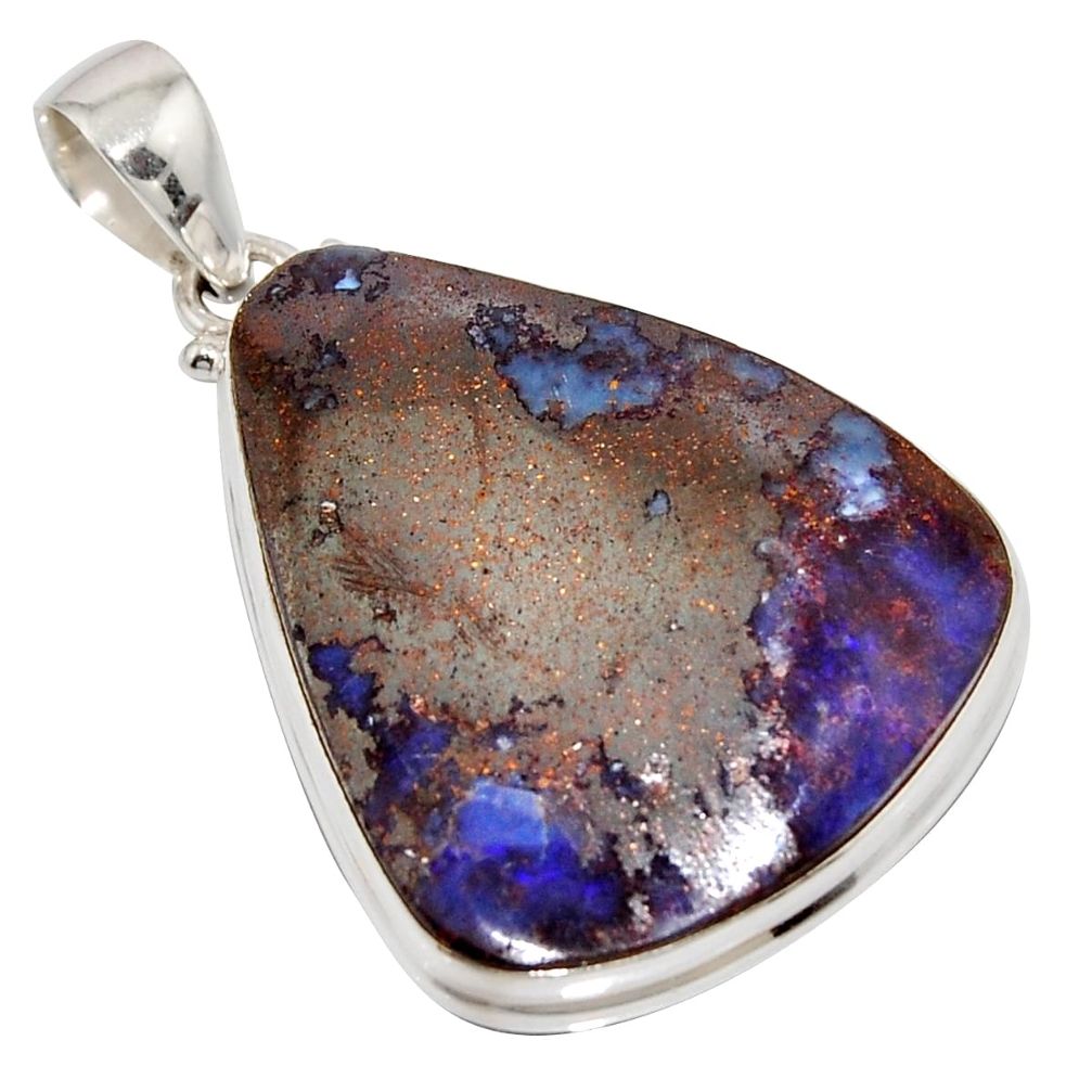 40.66cts natural brown boulder opal 925 sterling silver pendant jewelry r16001