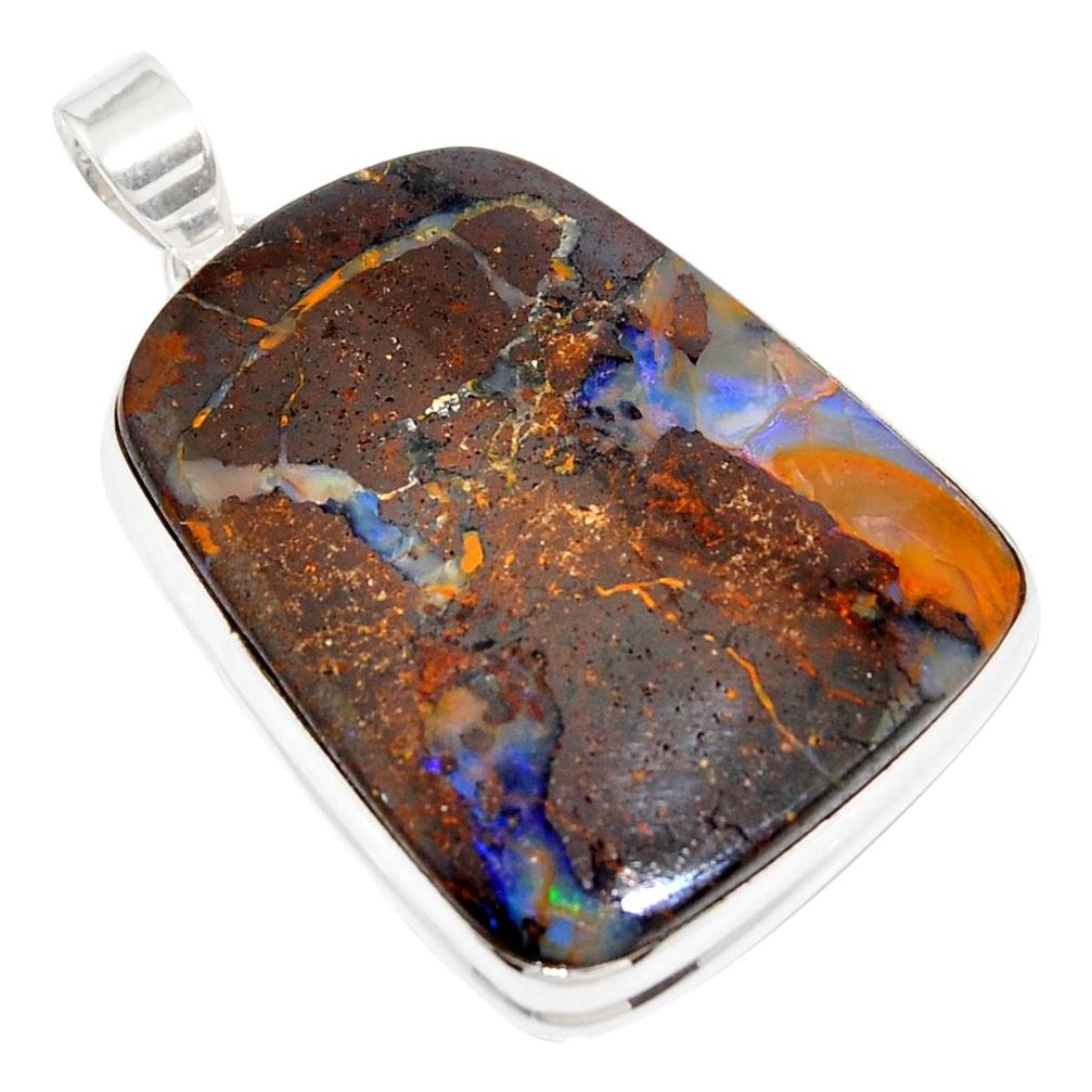 925 sterling silver 53.16cts natural brown boulder opal pendant jewelry r16008