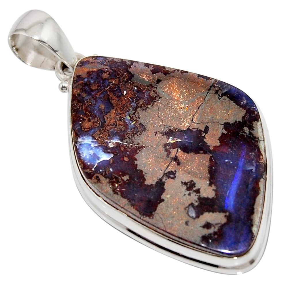 925 sterling silver 39.70cts natural brown boulder opal pendant jewelry r16015