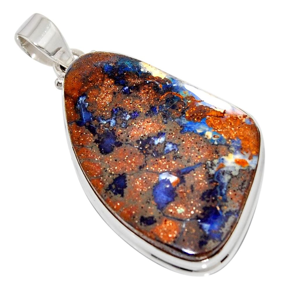 37.38cts natural brown boulder opal 925 sterling silver pendant jewelry r16018