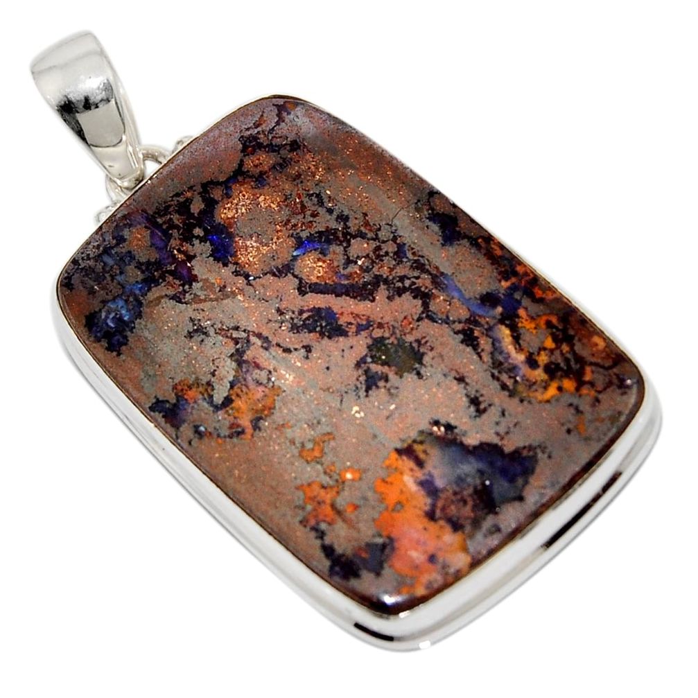 40.69cts natural brown boulder opal 925 sterling silver pendant jewelry r16020