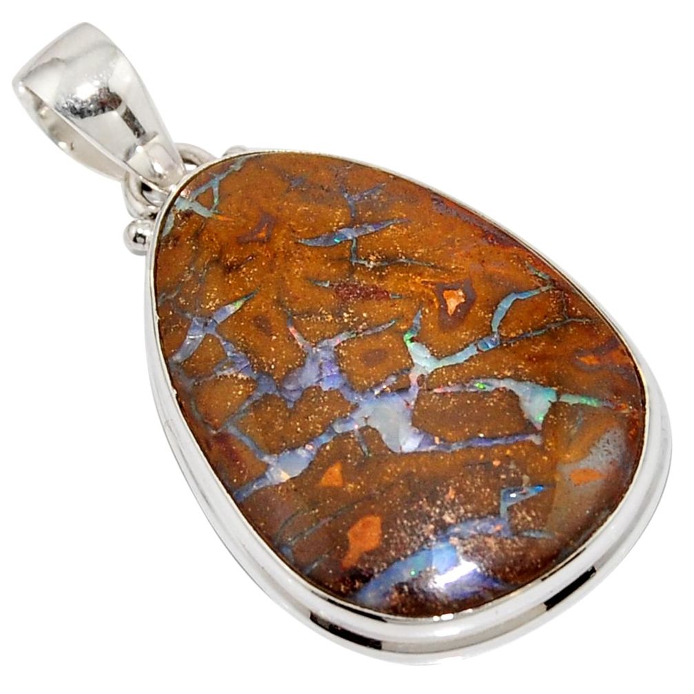 925 sterling silver 27.68cts natural brown boulder opal pendant jewelry r16024