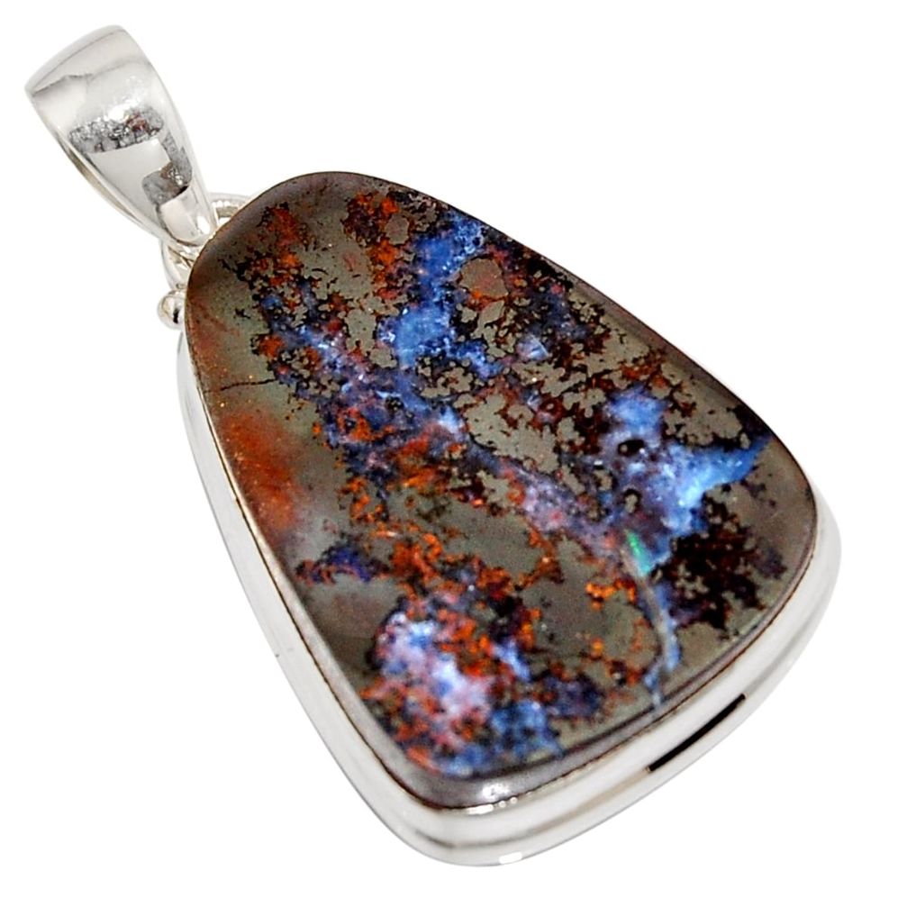 30.97cts natural brown boulder opal 925 sterling silver pendant jewelry r16027