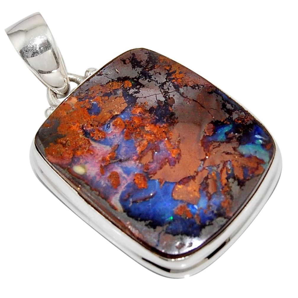 925 sterling silver 31.56cts natural brown boulder opal pendant jewelry r16032