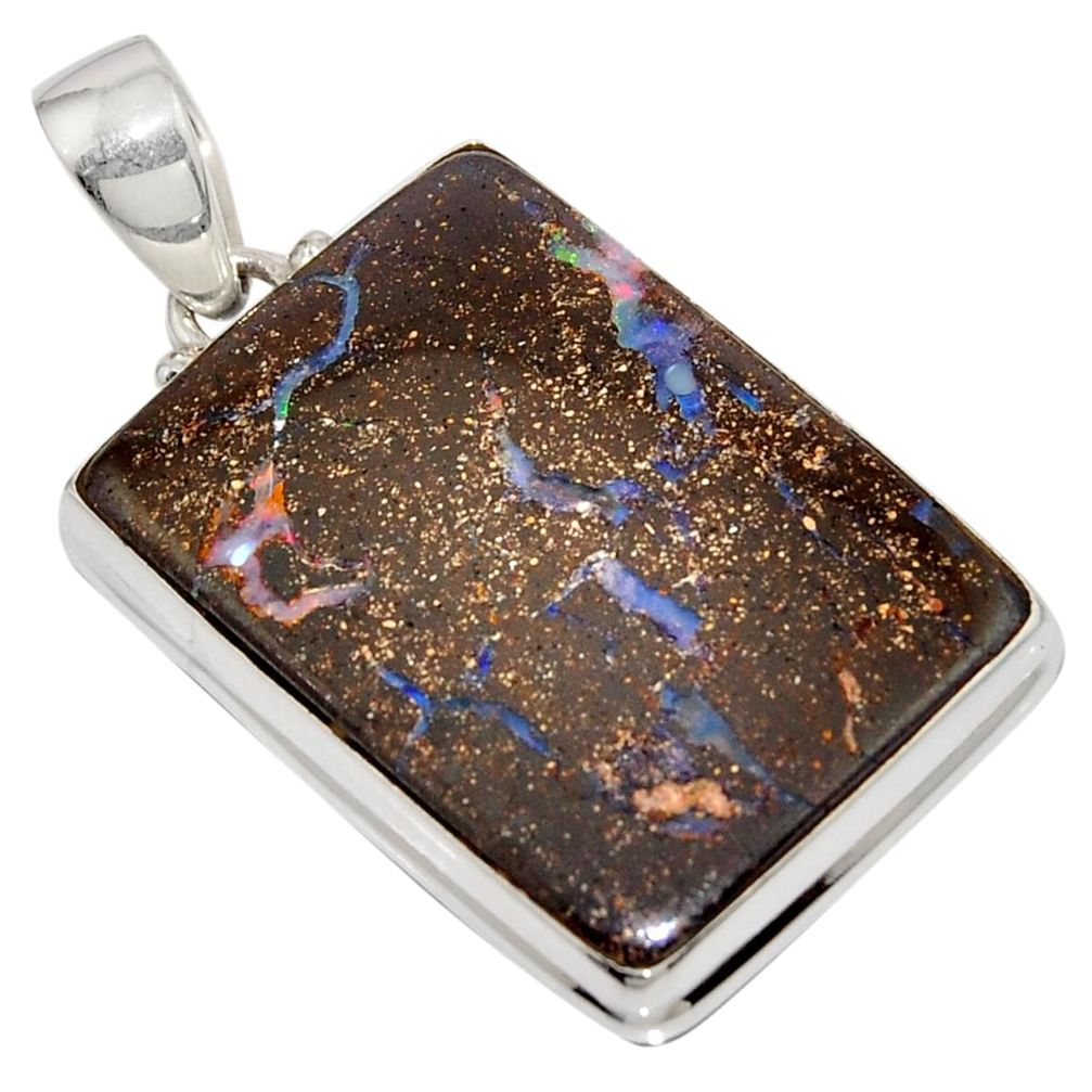 925 silver 33.68cts natural brown boulder opal octagan pendant jewelry r16034