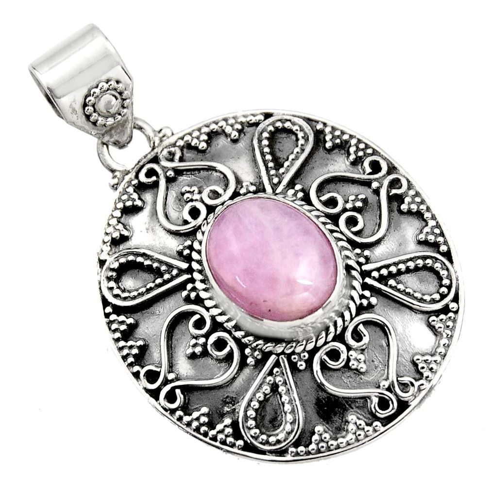 5.50cts natural pink kunzite 925 sterling silver pendant jewelry r16243