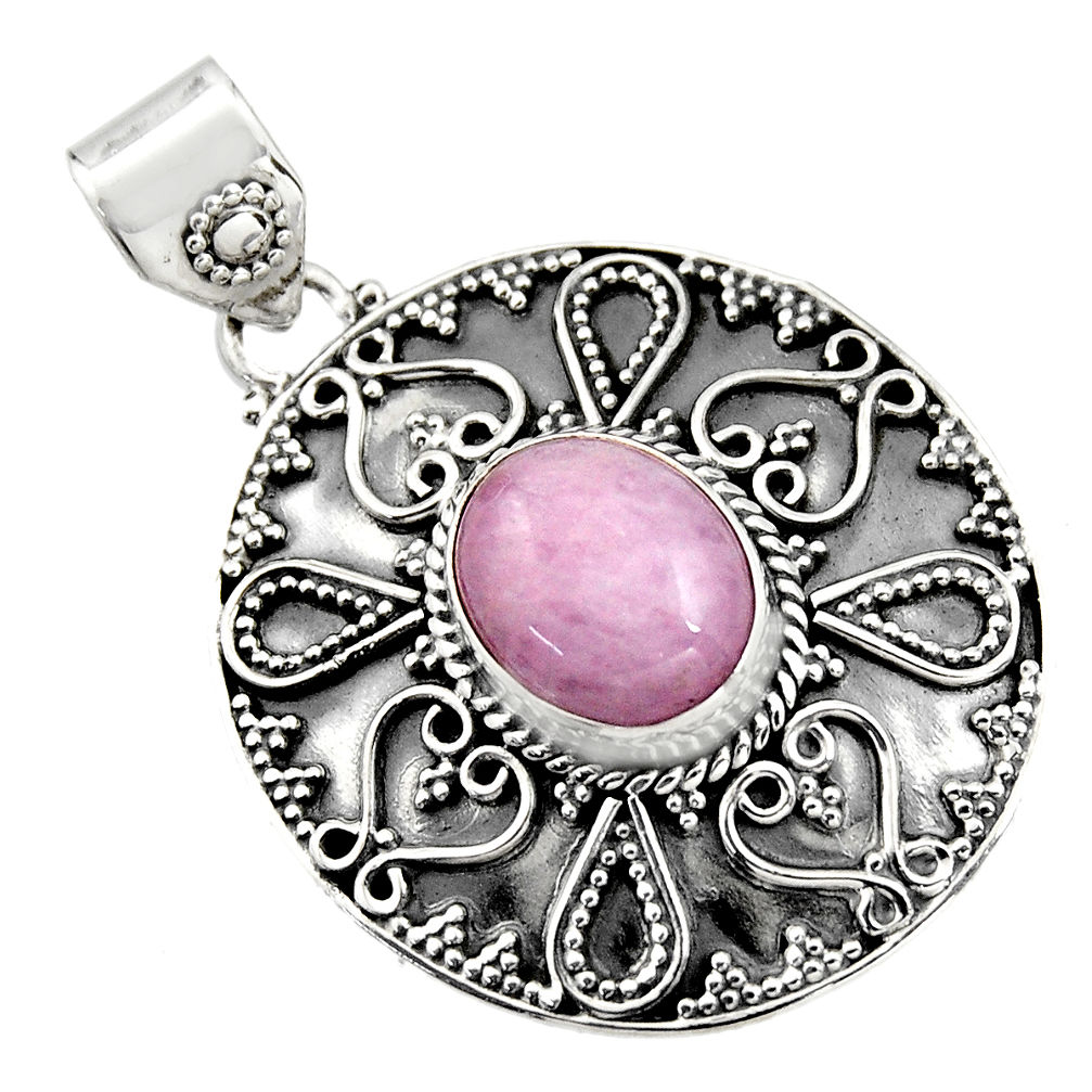 4.82cts natural pink kunzite 925 sterling silver pendant jewelry r16245