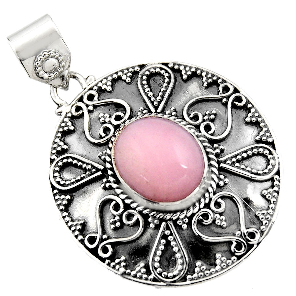 5.51cts natural pink opal oval 925 sterling silver pendant jewelry r16261