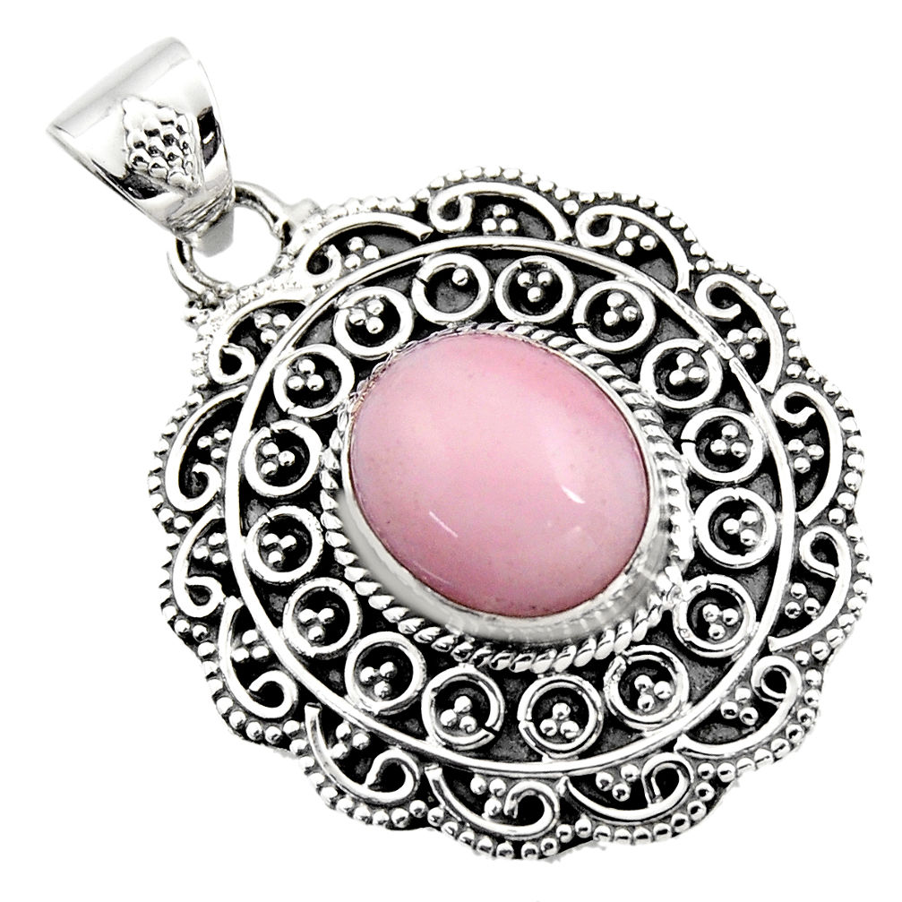 5.17cts natural pink opal 925 sterling silver pendant jewelry r16262
