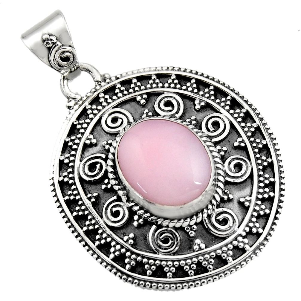 5.34cts natural pink opal 925 sterling silver pendant jewelry r16263