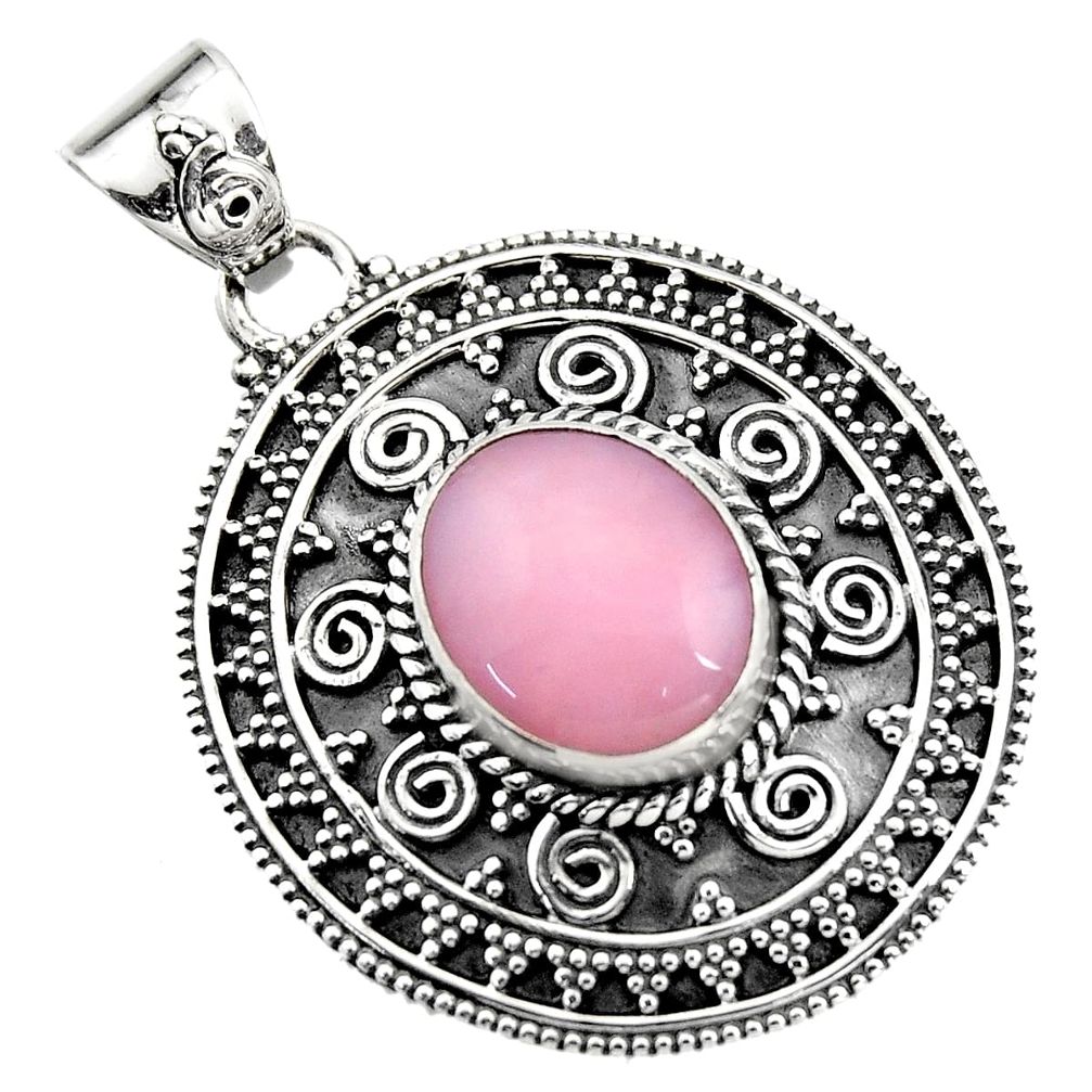 925 sterling silver 5.32cts natural pink opal oval shape pendant jewelry r16264