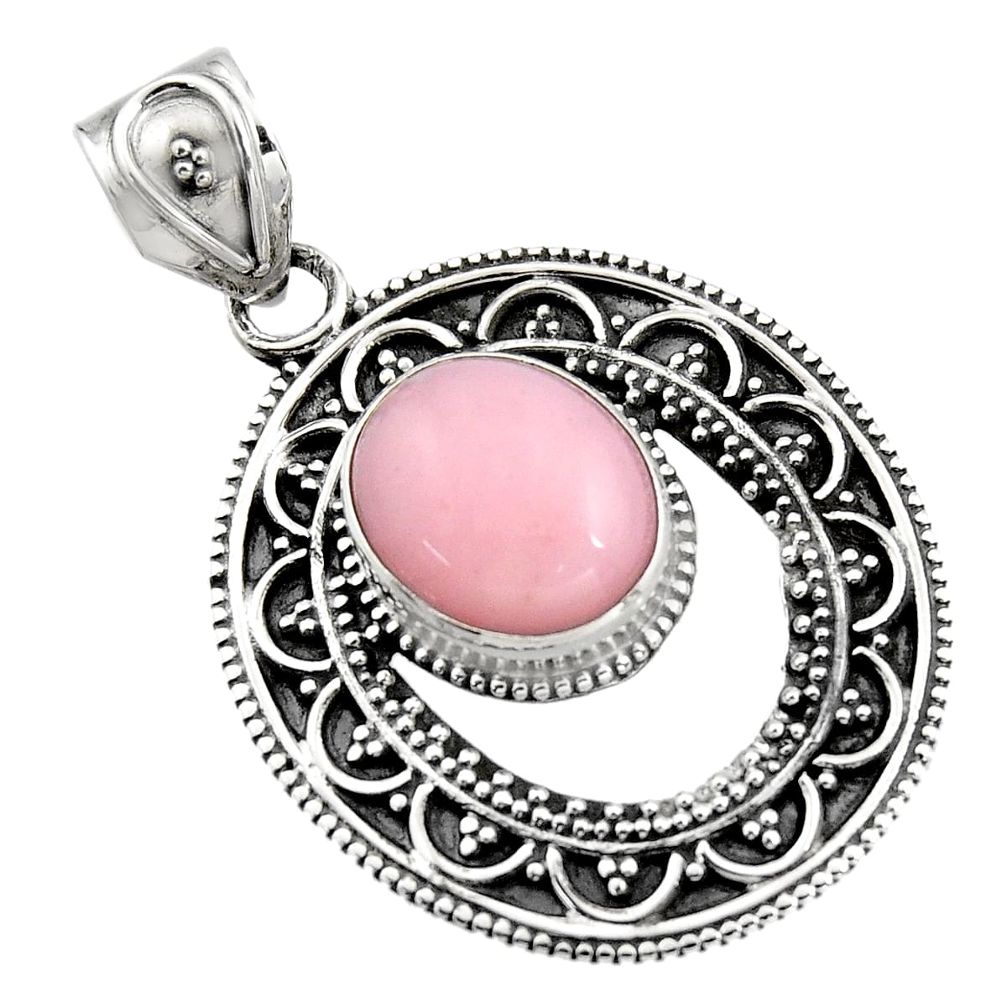 4.38cts natural pink opal oval 925 sterling silver pendant jewelry r16266