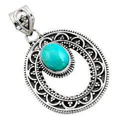 4.02cts natural blue kingman turquoise 925 sterling silver pendant r16276