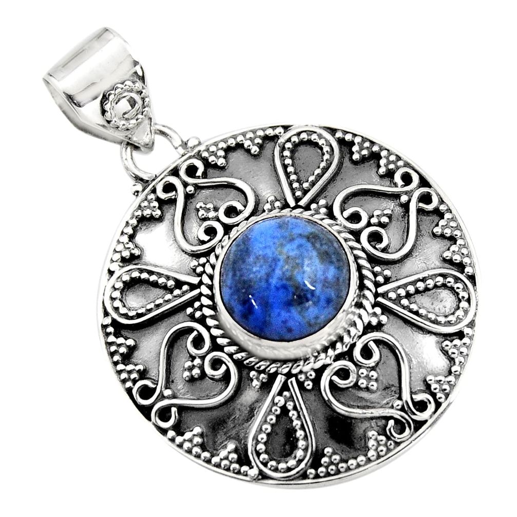 5.01cts natural blue dumortierite 925 sterling silver pendant jewelry r16281