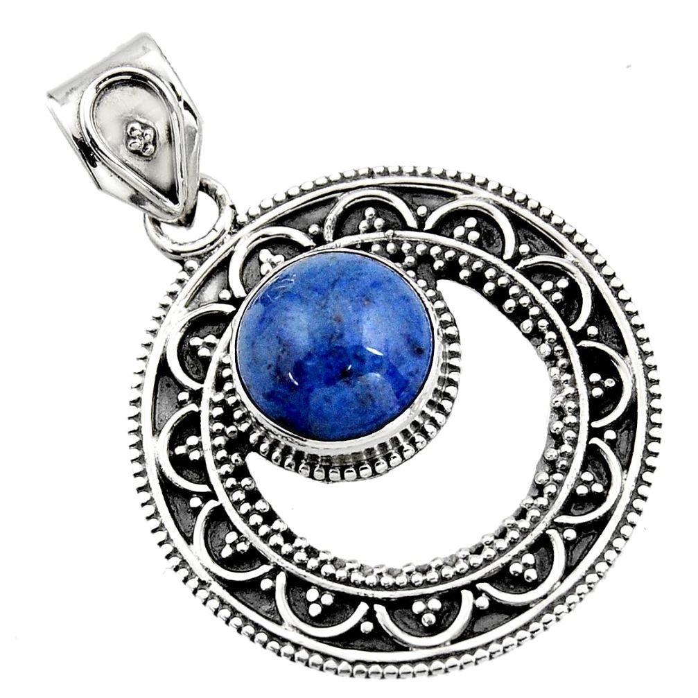 5.52cts natural blue dumortierite 925 sterling silver pendant jewelry r16282