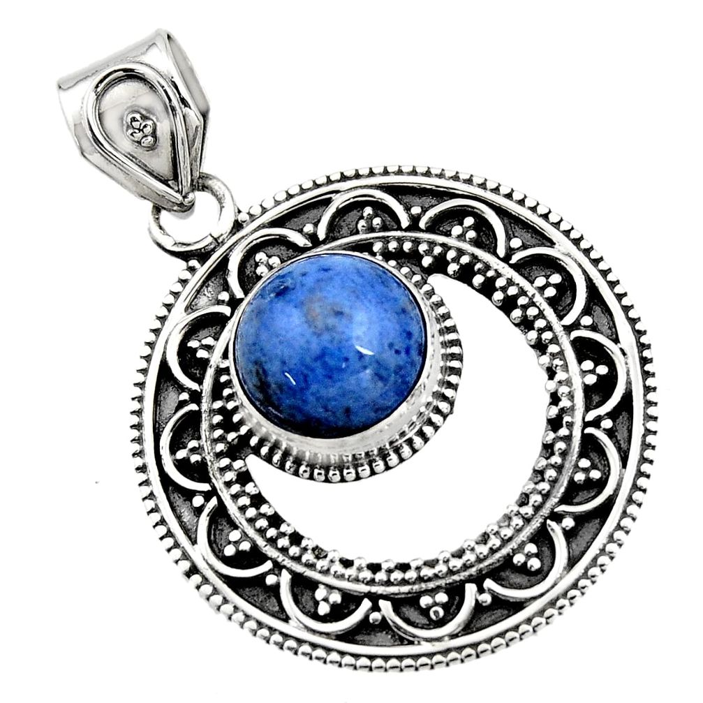 4.93cts natural blue dumortierite 925 sterling silver pendant jewelry r16285