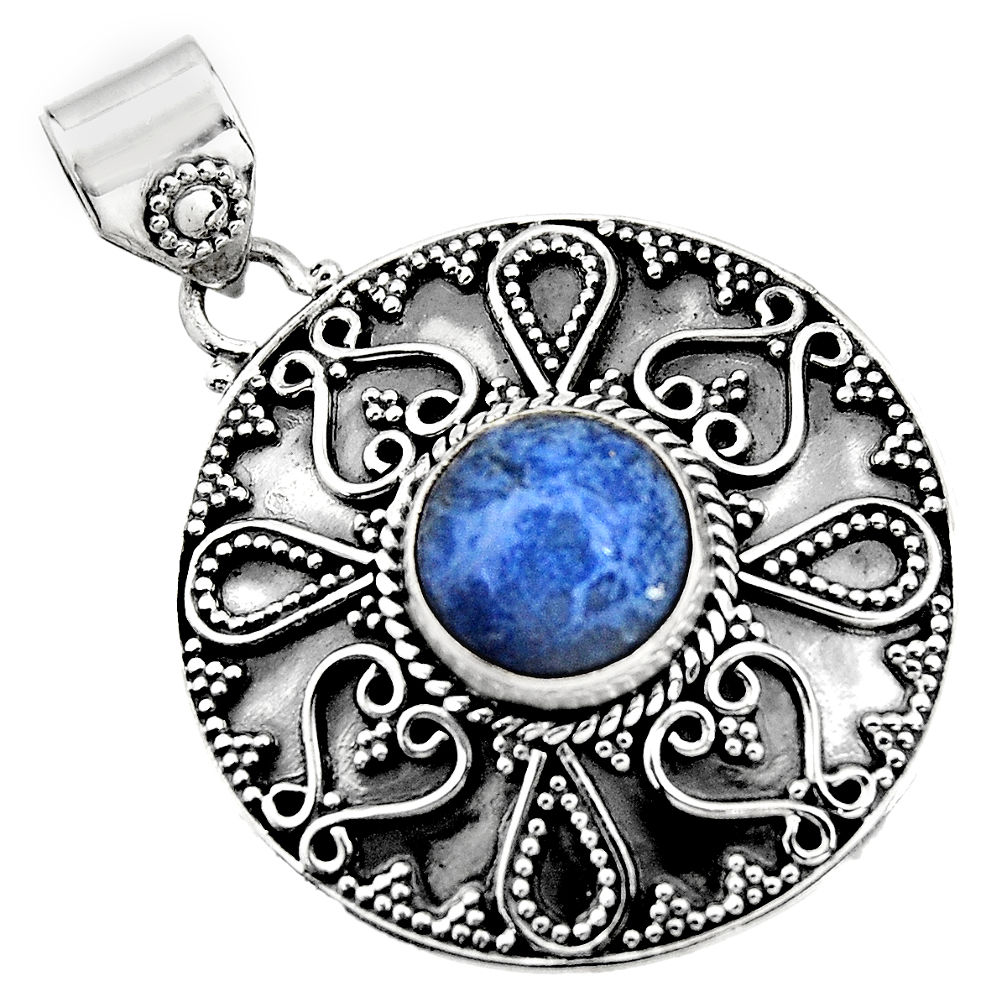 5.46cts natural blue dumortierite 925 sterling silver pendant jewelry r16290