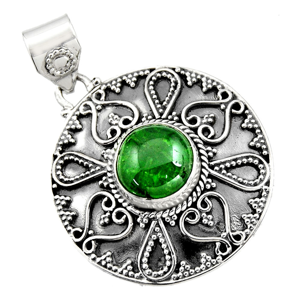 925 sterling silver 5.06cts natural green chrome diopside pendant jewelry r16291