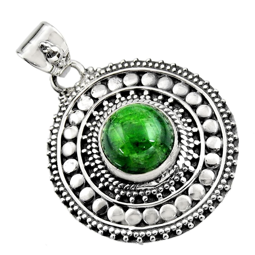 5.35cts natural green chrome diopside 925 sterling silver pendant jewelry r16292