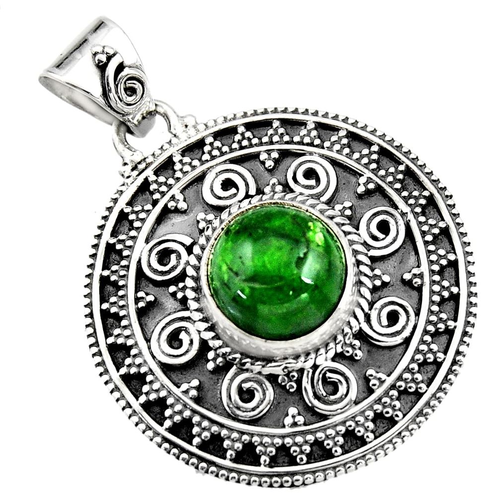 4.96cts natural green chrome diopside 925 sterling silver pendant jewelry r16294