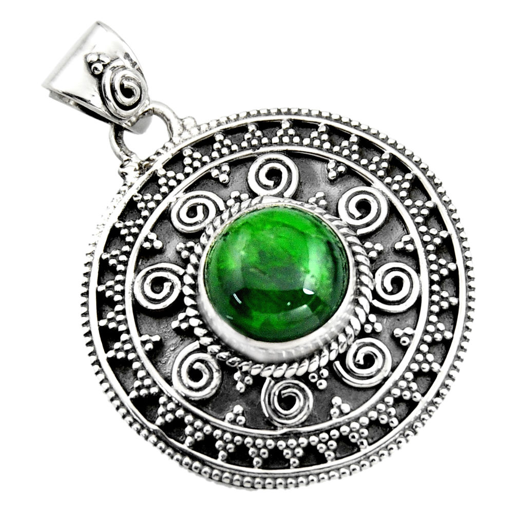 5.05cts natural green chrome diopside 925 sterling silver pendant jewelry r16296