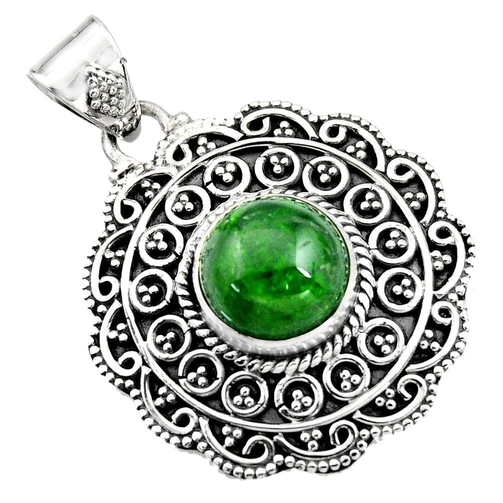 5.18cts natural green chrome diopside 925 sterling silver pendant jewelry r16297