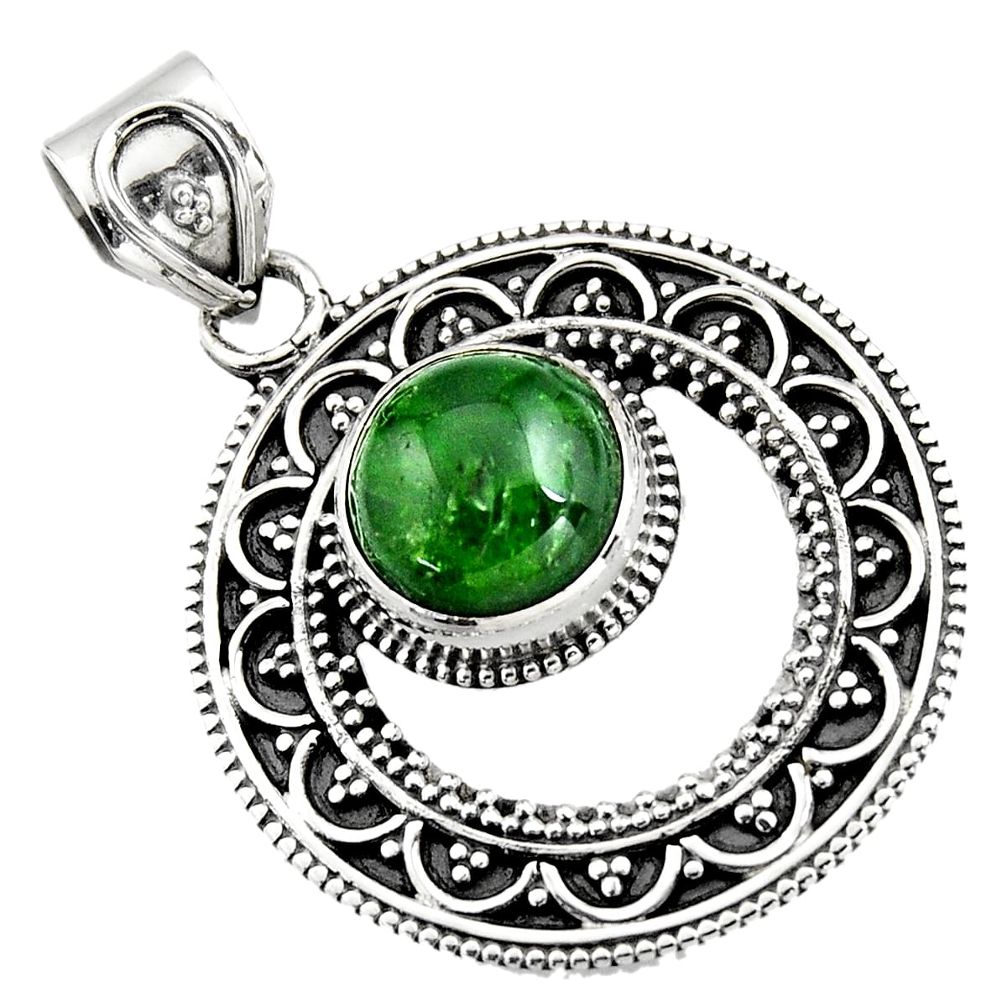 5.30cts natural green chrome diopside 925 sterling silver pendant jewelry r16298