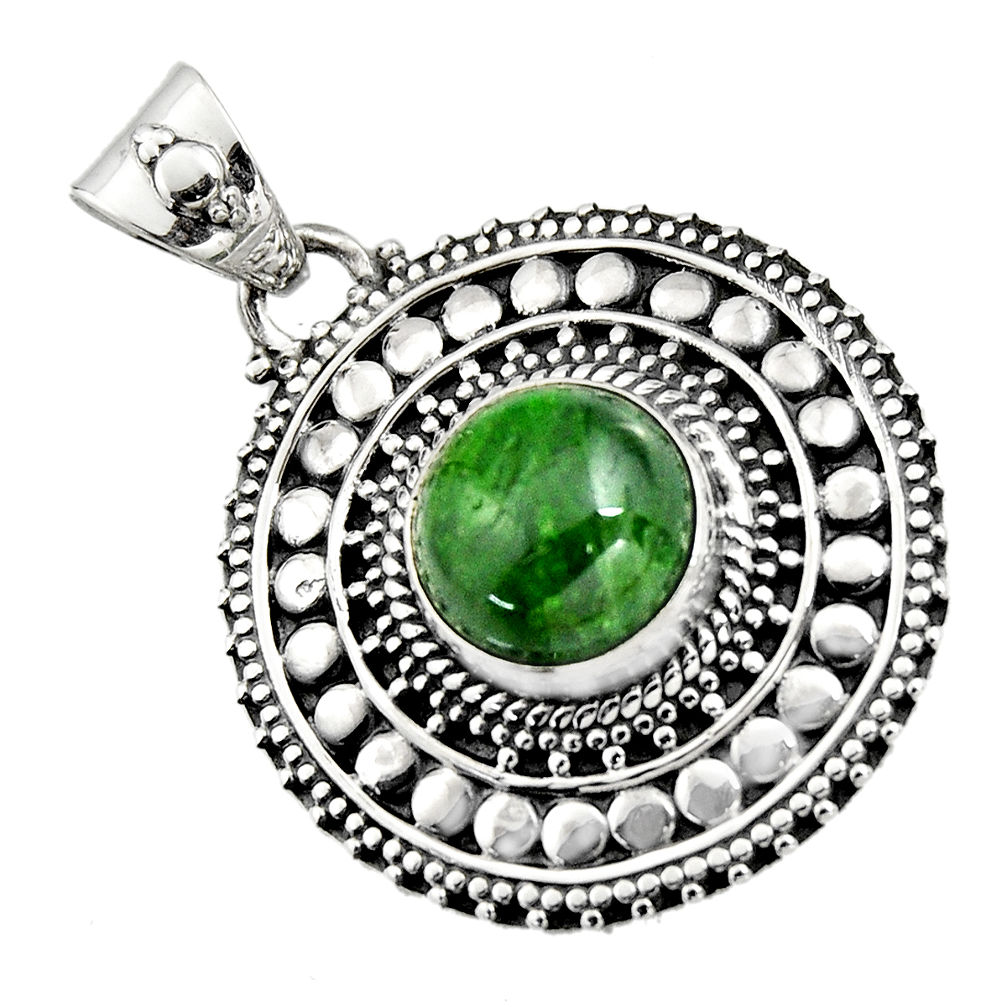 925 sterling silver 5.35cts natural green chrome diopside pendant jewelry r16299
