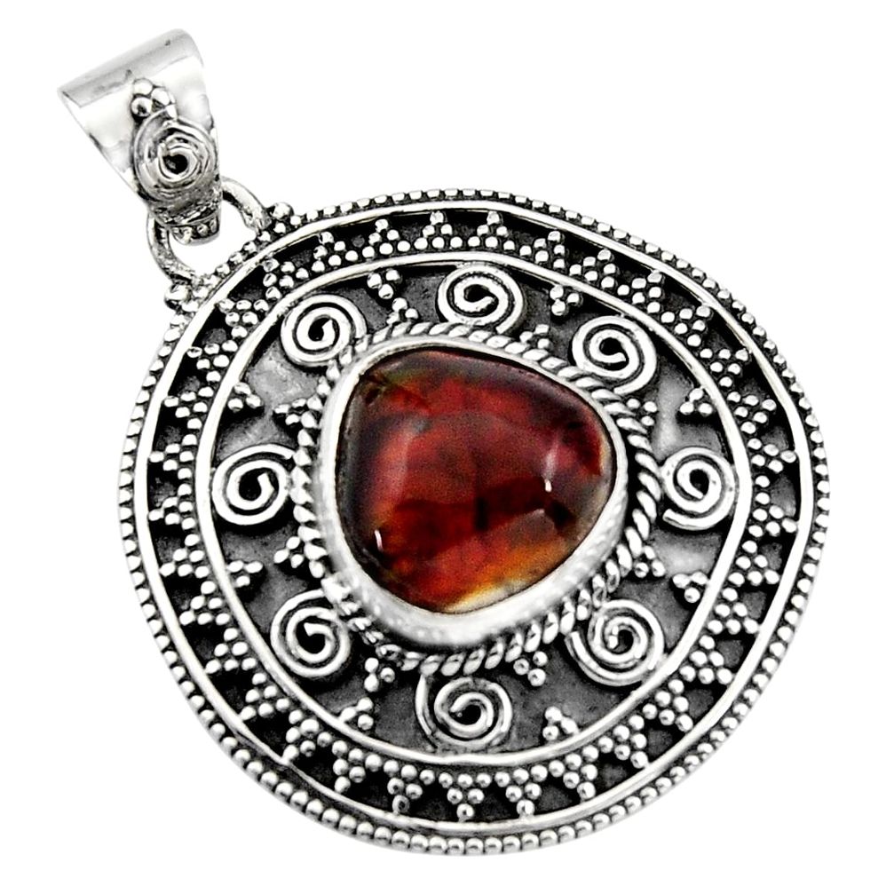 6.32cts natural multicolor mexican fire agate 925 sterling silver pendant r16466