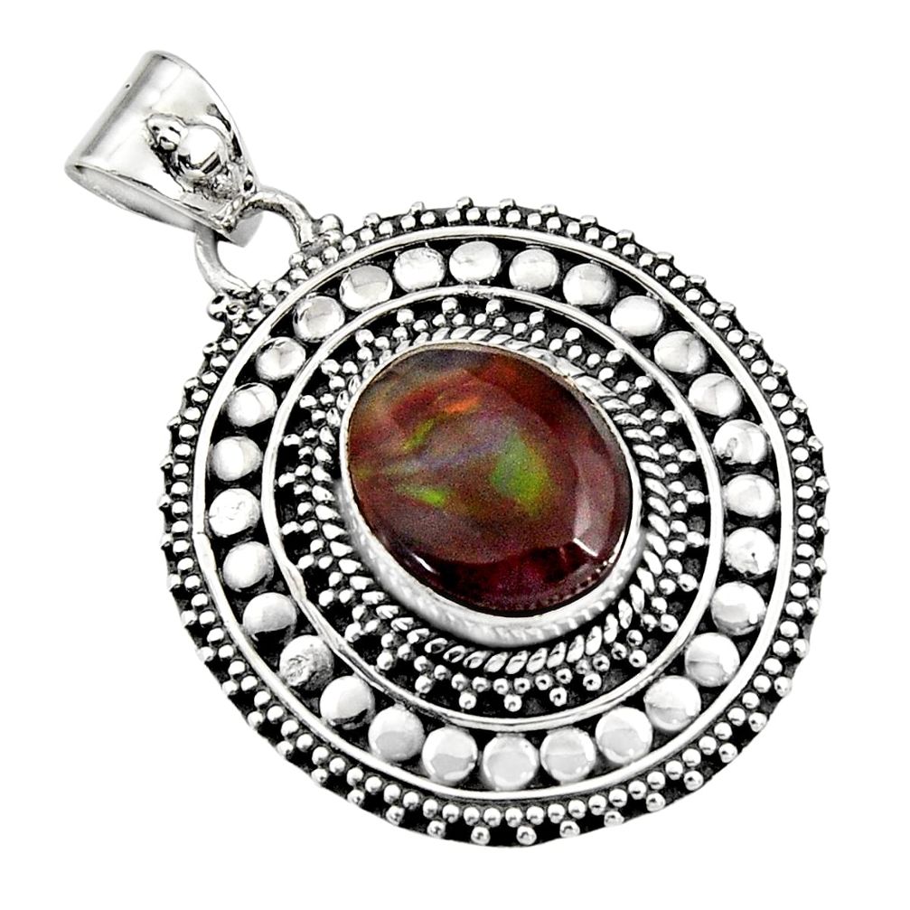 5.62cts natural multicolor mexican fire agate 925 sterling silver pendant r16468