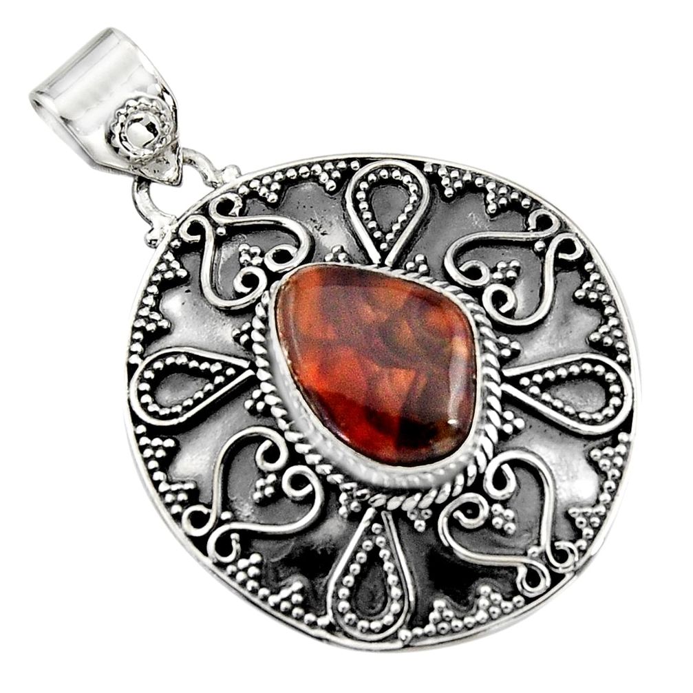 925 silver 7.36cts natural multi color mexican fire agate fancy pendant r16470