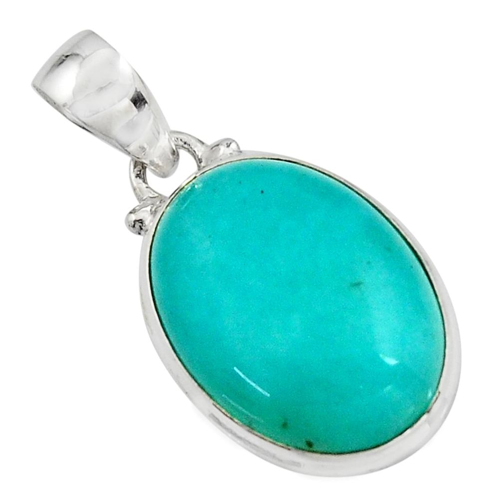 14.72cts natural green peruvian amazonite 925 sterling silver pendant r16481