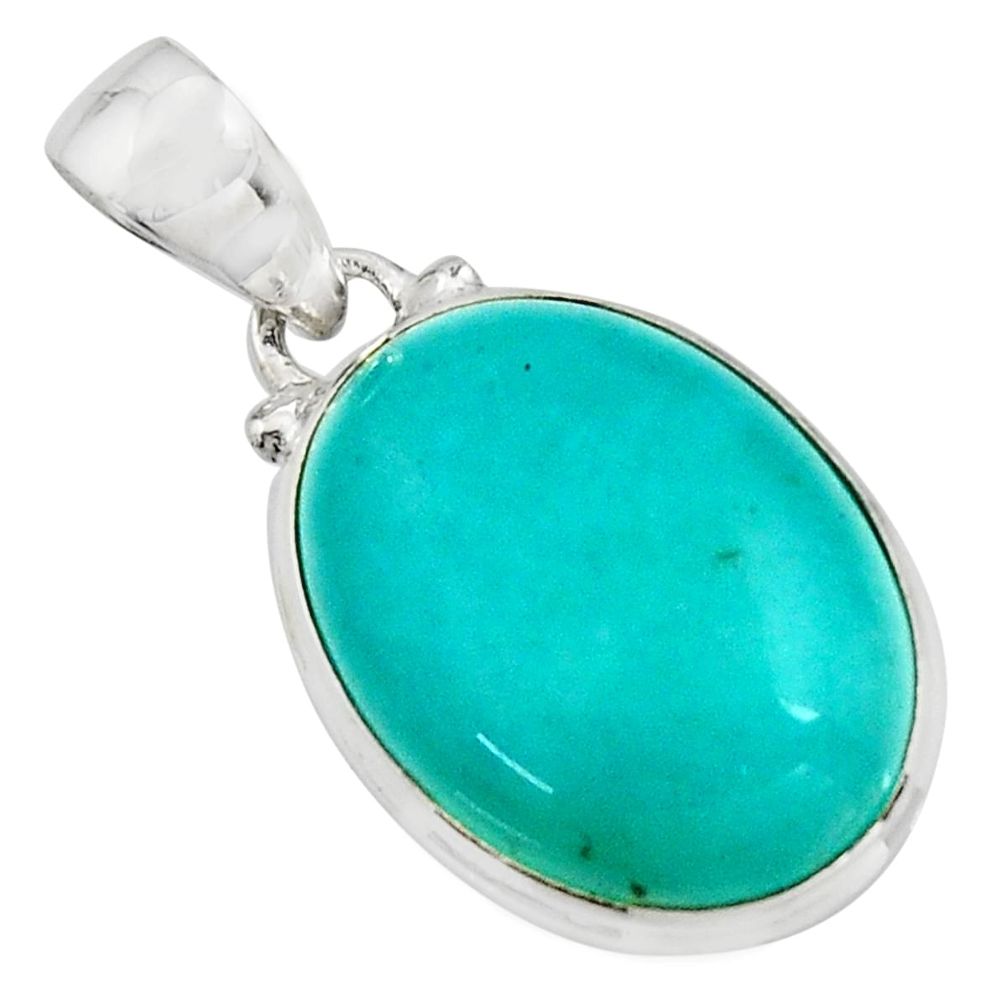 14.72cts natural green peruvian amazonite 925 sterling silver pendant r16482
