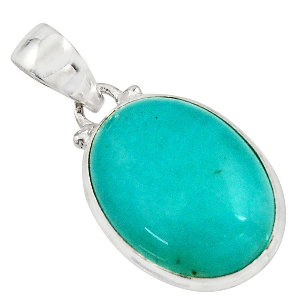 14.68cts natural green peruvian amazonite 925 sterling silver pendant r16483