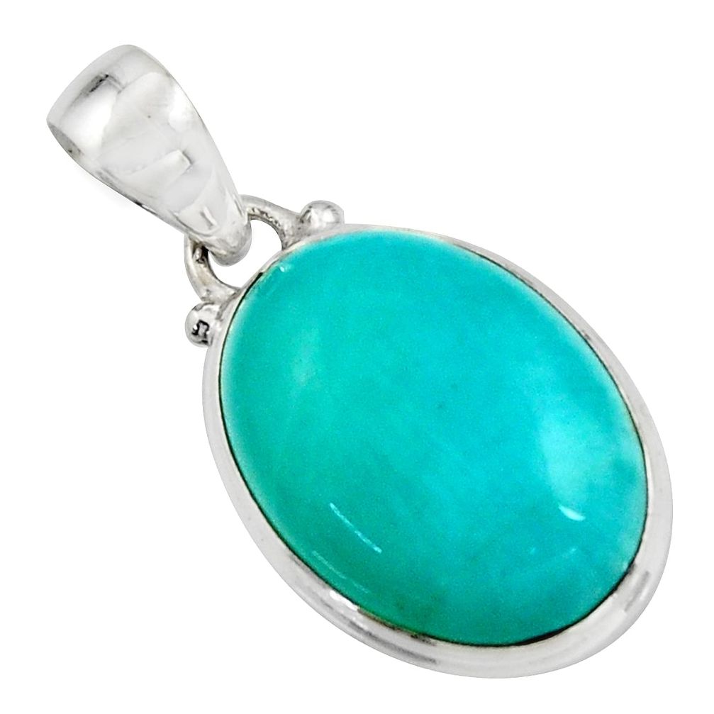 14.68cts natural green peruvian amazonite 925 sterling silver pendant r16486
