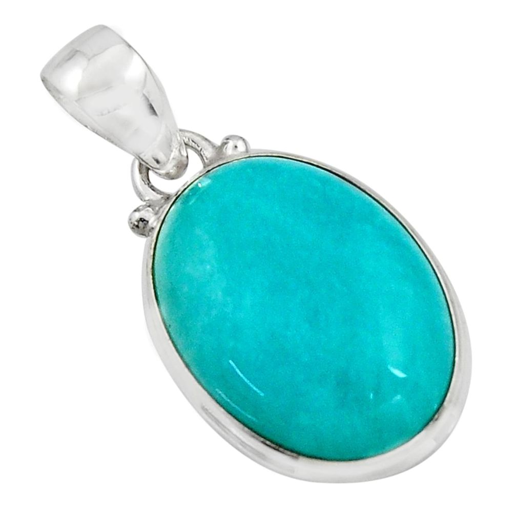 14.68cts natural green peruvian amazonite 925 sterling silver pendant r16489