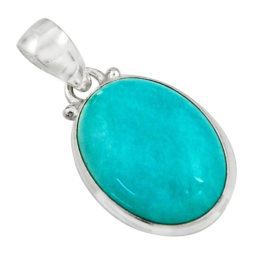 14.18cts natural green peruvian amazonite 925 sterling silver pendant r16491