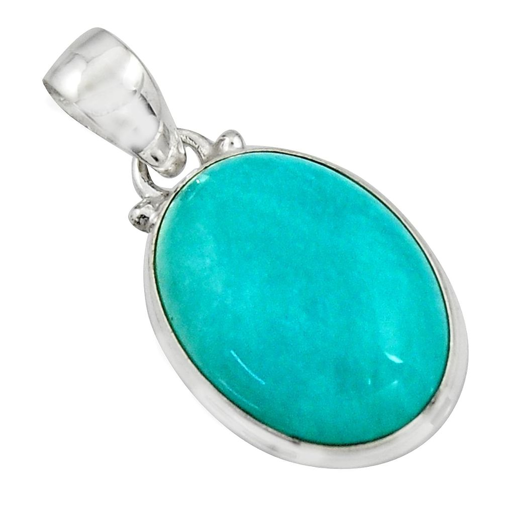 14.68cts natural green peruvian amazonite 925 sterling silver pendant r16492