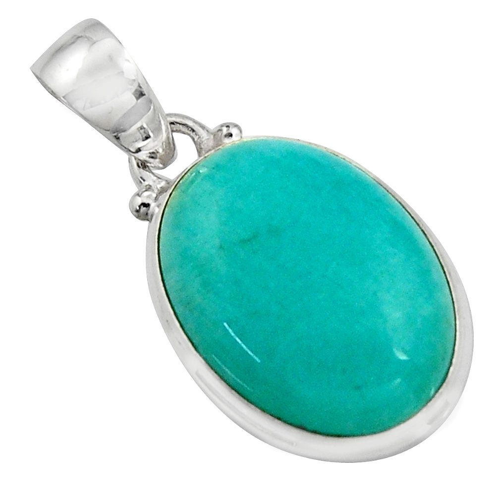 14.10cts natural green peruvian amazonite 925 sterling silver pendant r16494