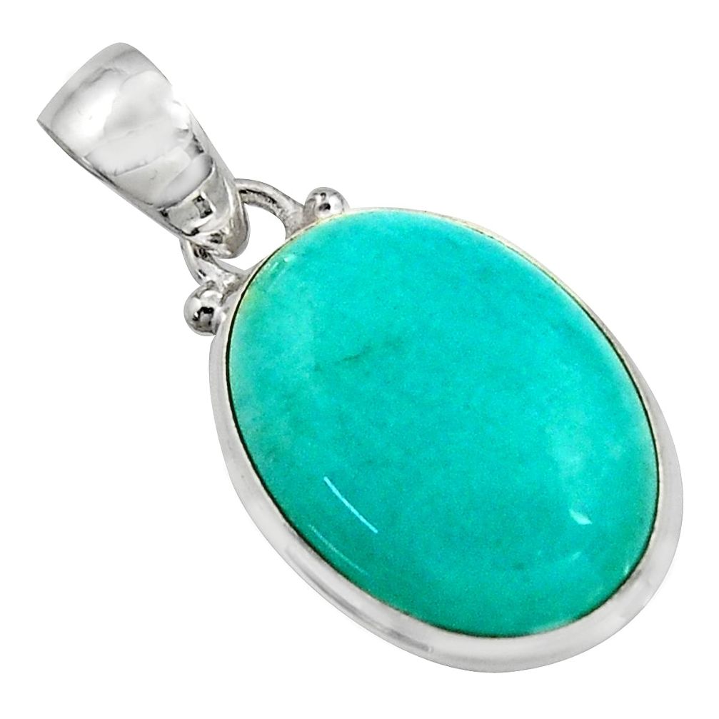 14.68cts natural green peruvian amazonite 925 sterling silver pendant r16495