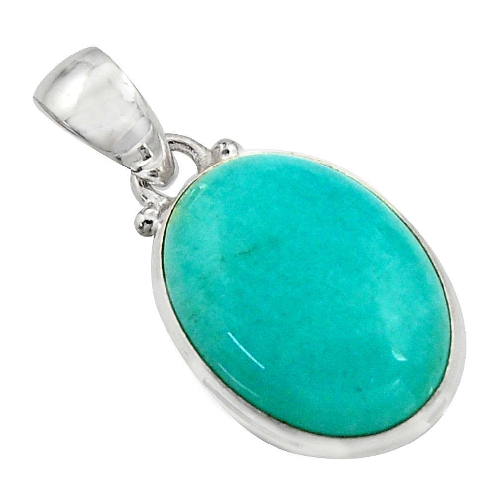 925 sterling silver 14.57cts natural green peruvian amazonite pendant r16496