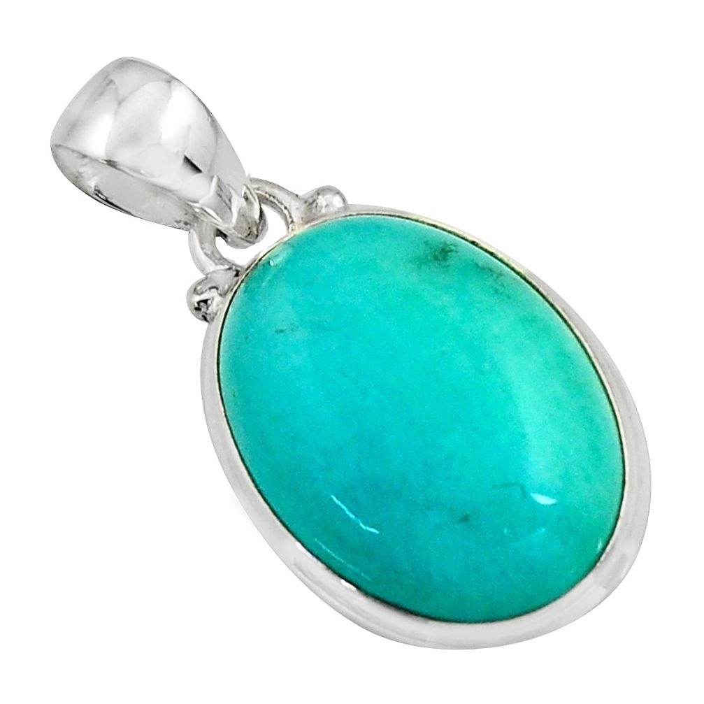 14.60cts natural green peruvian amazonite 925 sterling silver pendant r16497