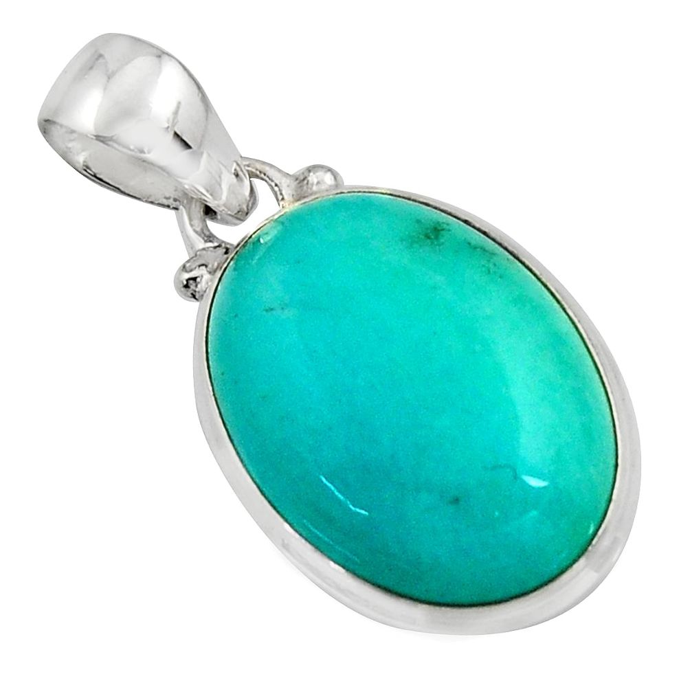 14.72cts natural green peruvian amazonite 925 sterling silver pendant r16498
